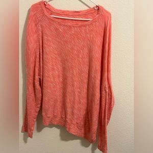 2 Anthro Asymmetrical Long Sleeve Tees - Red/Orange and Light Green - SIZE XL